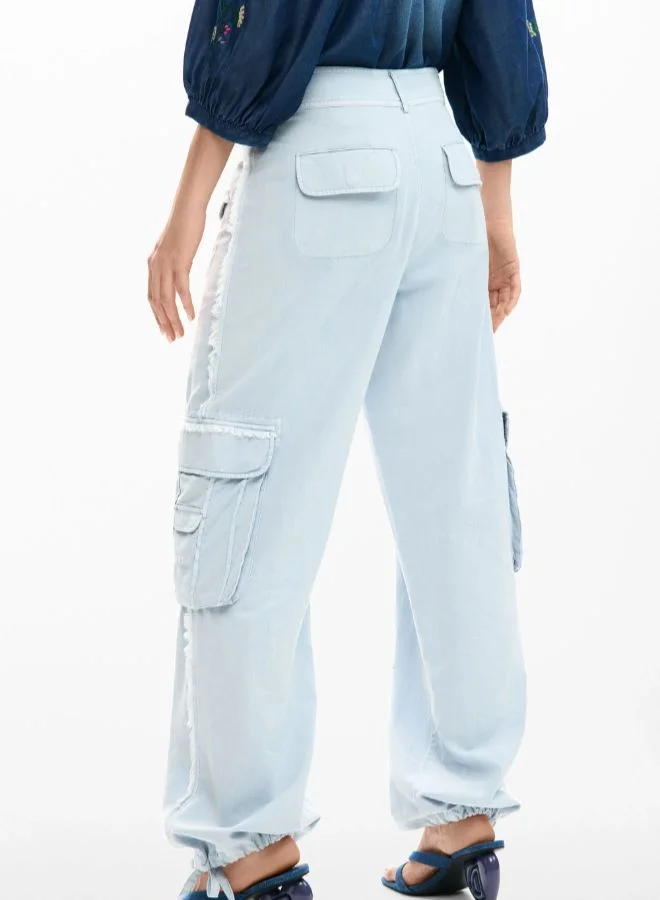 DESIGUAL Blue Cargo pants with pockets for Women | Best Price UAE